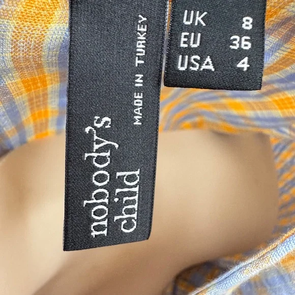 👗 Nobody's Child Womens Fearne Cotton Rachel Blue Orange Plaid Midi Dress Sz. 4 - Picture 10 of 14